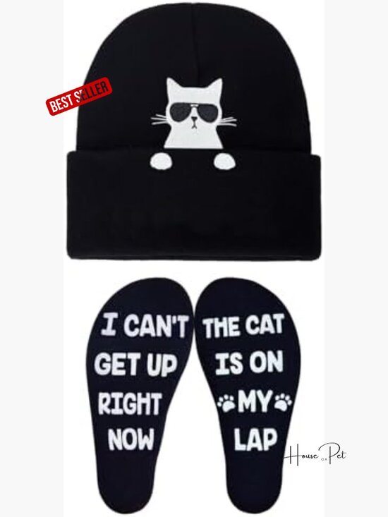 Cat Lovers Funny Beanie Hat Socks Set Novelty Gift main image 7